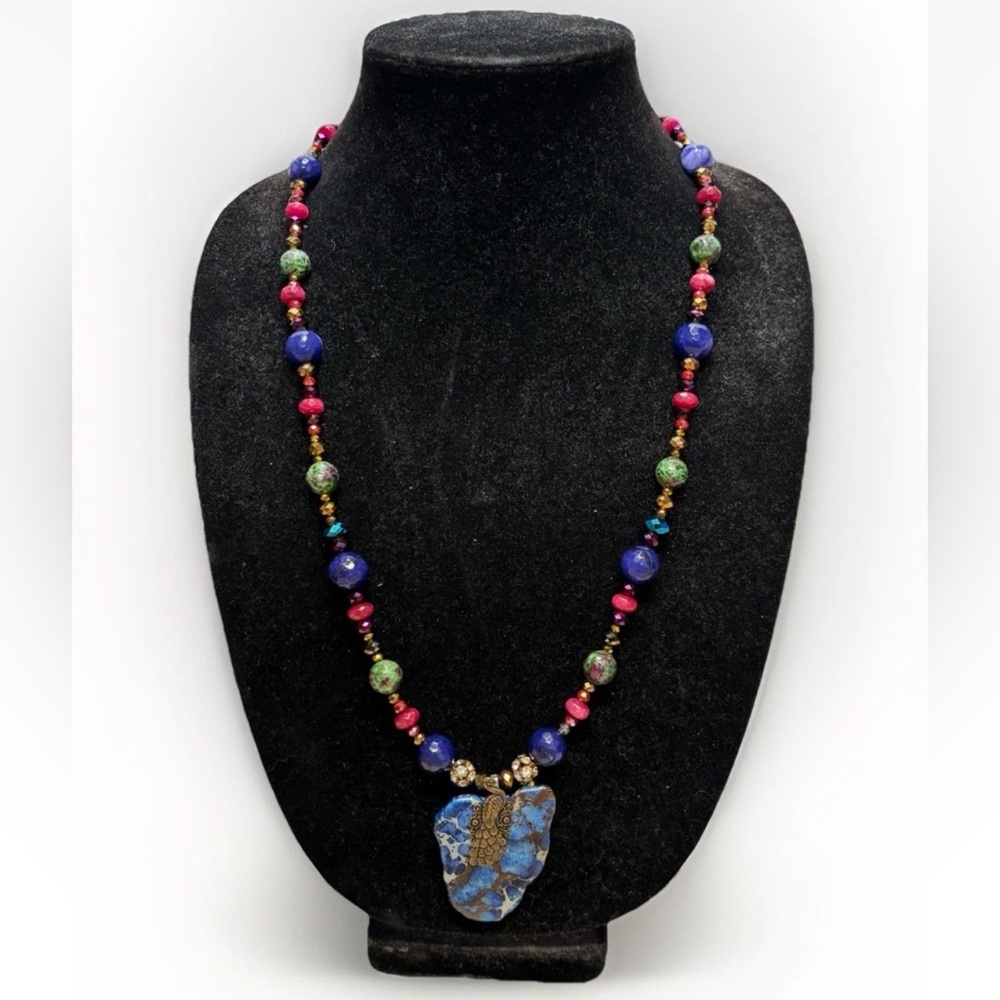 Amethyst Beaded Peacock Pendant 27-Inch Necklace #4319